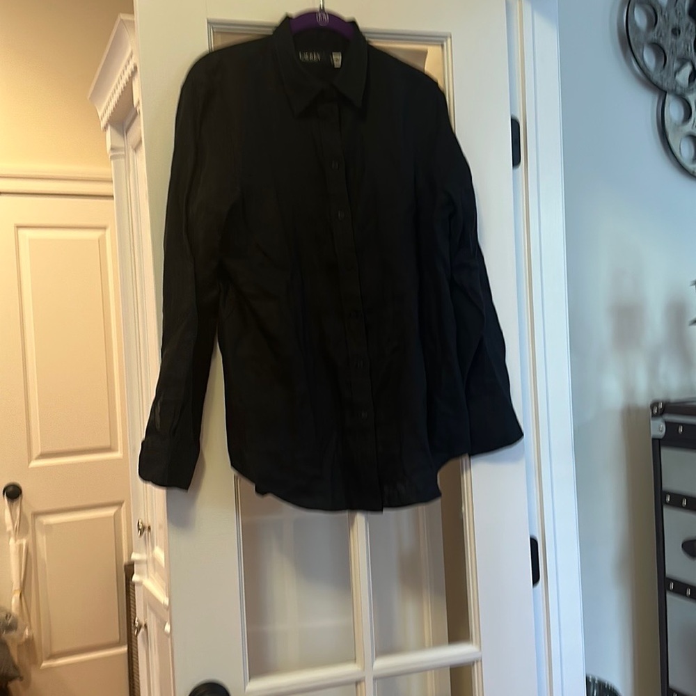 Lauren Black Button-Up Linen Shirt